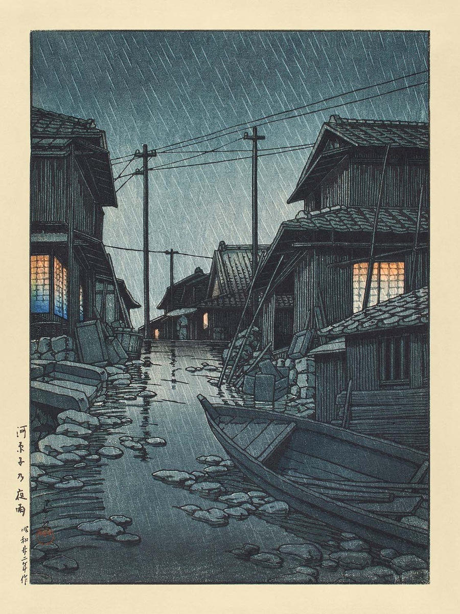 Nachtregen in Kawarago von Hasui Kawase 1935 