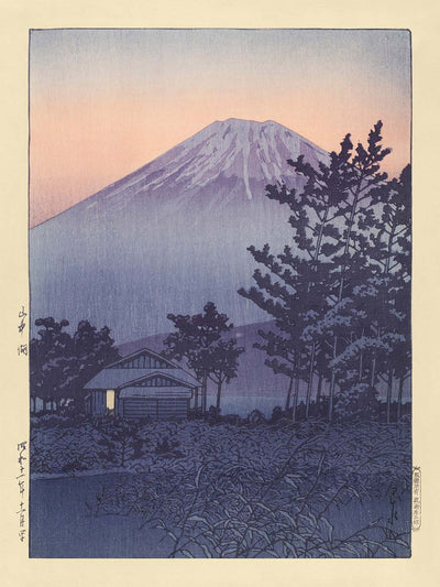Sonnenuntergang am Yamanaka-See mit dem Fuji von Hasui Kawase, 1935 