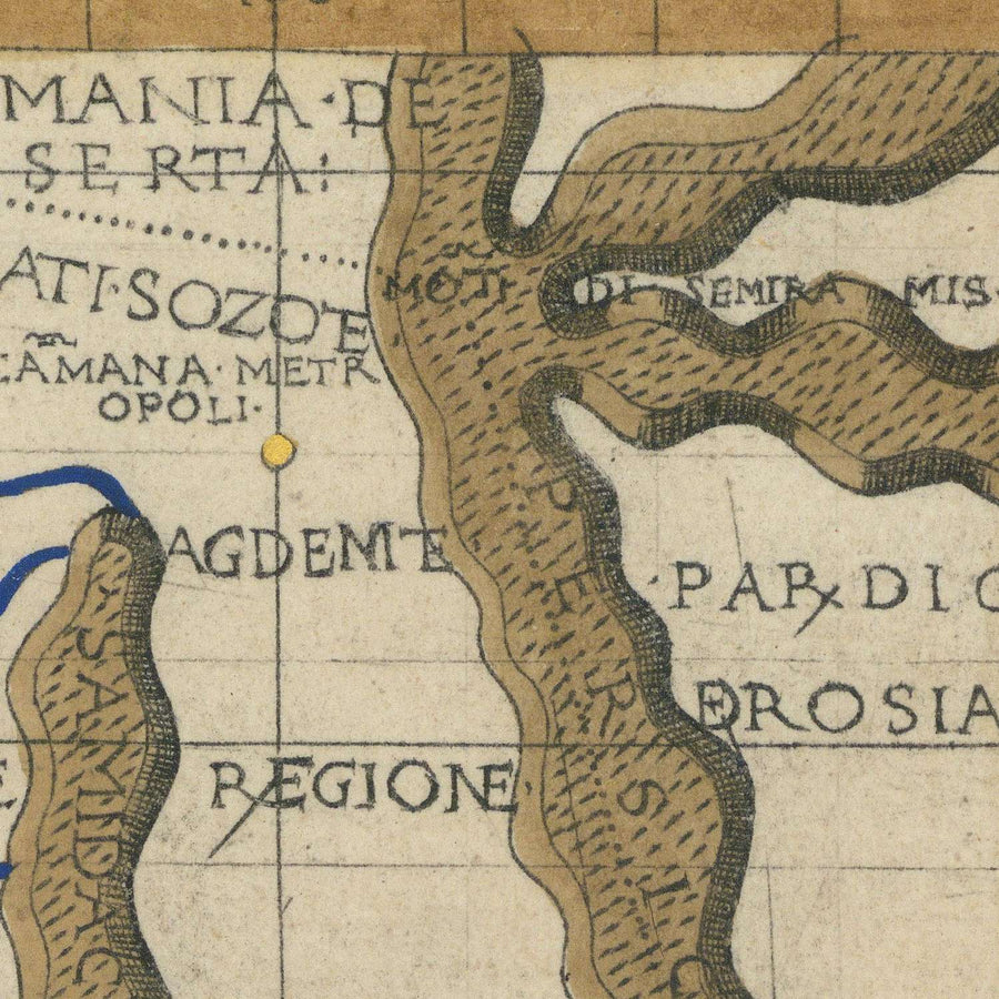 Rara mappa rinascimentale della penisola arabica di Berlinghieri e Tolomeo, 1482: Arabia Saudita, Emirati Arabi Uniti, Qatar, Oman 