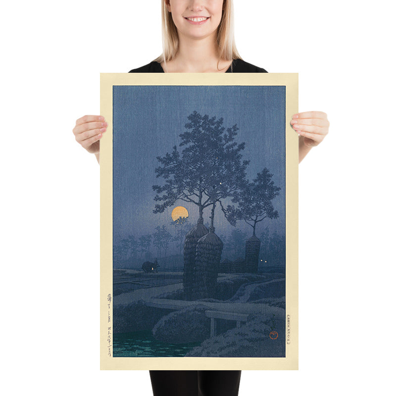 Vollmond bei Gamo von Hasui Kawase, 1935 