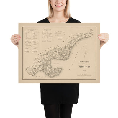 Alte Karte von Monaco von Gillot, 1898: Monte Carlo, La Condamine, Casino, Palais, Hafen 