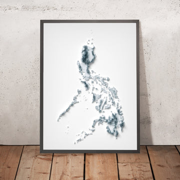 Una imagen enmarcada de un mapa de relieve topográfico en estilo 3D de Filipinas