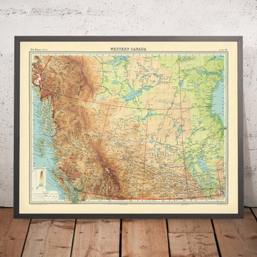 Alte Karte von Westkanada von Bartholomew, 1922: Vancouver, Calgary, Winnipeg, Yukon-Mackenzie, Rocky Mountains 