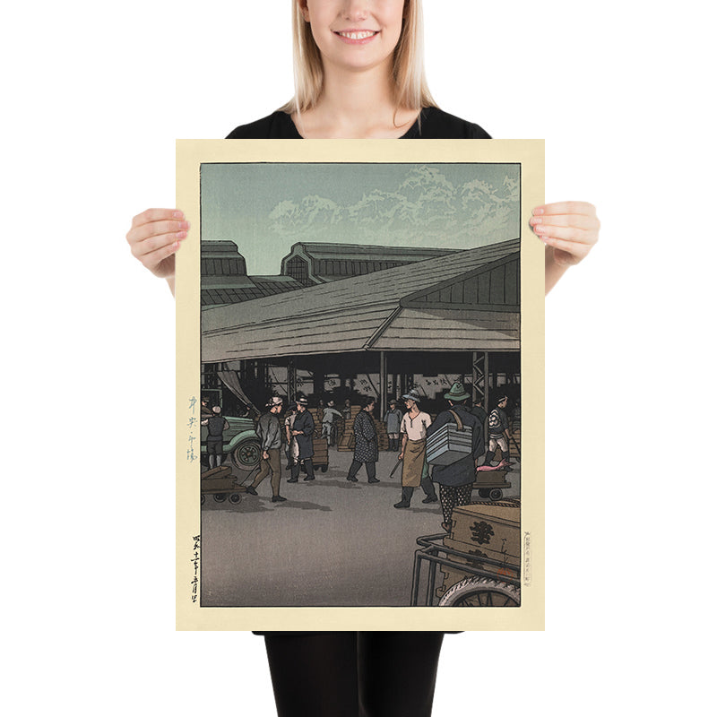 The Central Market, Tokyo by Hasui Kawase, 1935