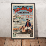 Poster da viaggio della Bretagna: Chemin de fer d’Orléans – Billets de Bains de Mer di Imp. F. Champenois, 1891 