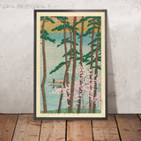Arashiyama in primavera con fiori di ciliegio di Hasui Kawase, 1935 