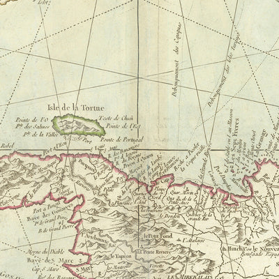 Alte nautische Karte der Karibik, 1750: Santo Domingo, Haiti, Jamaika, Puerto Rico, Turks- und Caicosinseln 