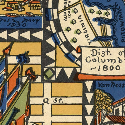Old Pictorial Map of Washington D.C. by Olsen, 1926: White House, Capitol, Lincoln Memorial, Georgetown, The Mall