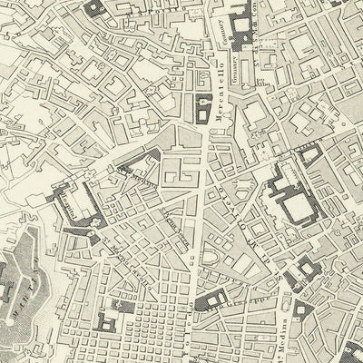 Old Map of Naples by SDUK, 1835: Castello Nuovo, St. Elmo, Posilipo, Toledo, Great Harbour