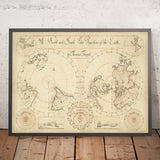 Old Manuscript World Map by Trippit, 1665: Twin Polar Projections, California as Island, Rare Astronomical Diagrams