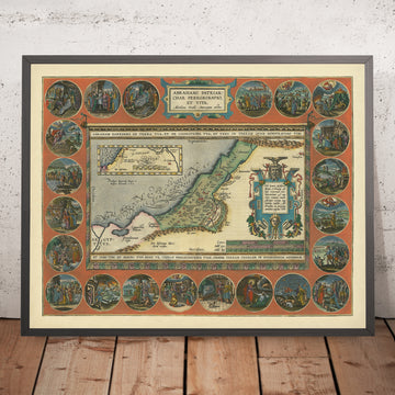 Mappa rara del viaggio di Abramo nella Terra Santa di Ortelius, 1624: Gerusalemme, Ur, Babilonia, Mar Morto, Mediterraneo 