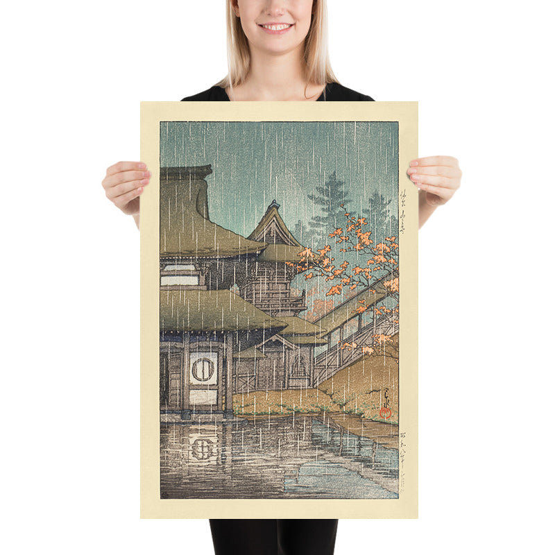 Yamadera-Tempel an einem regnerischen Tag in Sendai von Hasui Kawase, 1935 