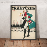 Müller Extra Vintage Sparkling Wine Poster by Hans Rudi Erdt, 1908