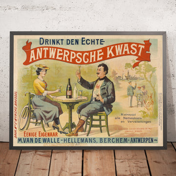 A framed image of Antwerpsche Kwast Vintage Drinks Advertising Poster by Léon Belloguet, 1903