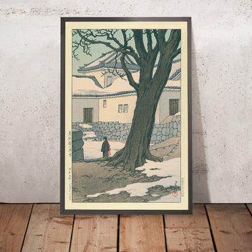 Un’immagine incorniciata di Lingering Snow at Hikone Castle di Hasui Kawase, 1935