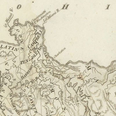 Old Map of Kentucky by Arrowsmith, 1804: Ohio & Mississippi Rivers, Cumberland Gap, Lexington, Louisville