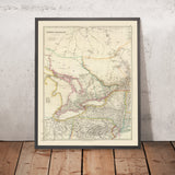 Ancienne carte du Haut-Canada (Ontario) et des Grands Lacs par Arrowsmith, 1844 : Toronto, Niagara, Buffalo 