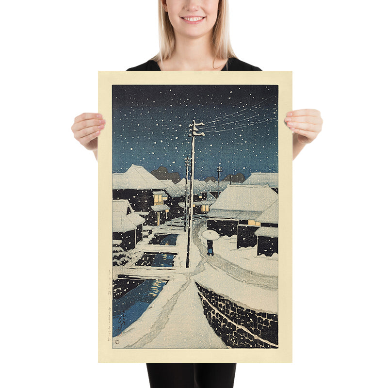 Evening Snow at Terajima Village by Hasui Kawase, 1935