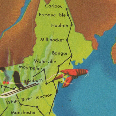 Ancienne carte de la compagnie aérienne TWA des États-Unis, 1948 : NYC, LA, Chicago, itinéraires TWA 