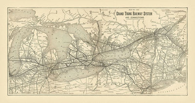 Old Map of the Grand Trunk Railway, 1898: Toronto, Chicago, Niagara Falls, Ontario, Quebec