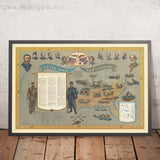 Ancienne carte illustrée de la guerre de Sécession américaine 1861–65 par Newman, 1960 : Ft. Sumter, Antietam, Gettysburg, Vicksburg, Richmond 