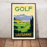 Cartel de viaje de Lausana: Golf. Lausana, 1936 
