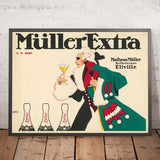 Müller Extra Vintage Sparkling Wine Poster by Hans Rudi Erdt, 1908