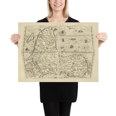 Ancienne carte inversée de l'Afrique par Ramusio, 1554 