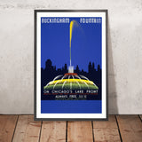 Chicago-Reiseposter: Buckingham Fountain von John Buczak, 1939 