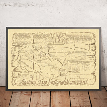 Alte Karte des Joshua Tree National Monuments von Smith 1975: Keys View, Lost Palms, Arch Rock, Cholla Garden, Amboy 