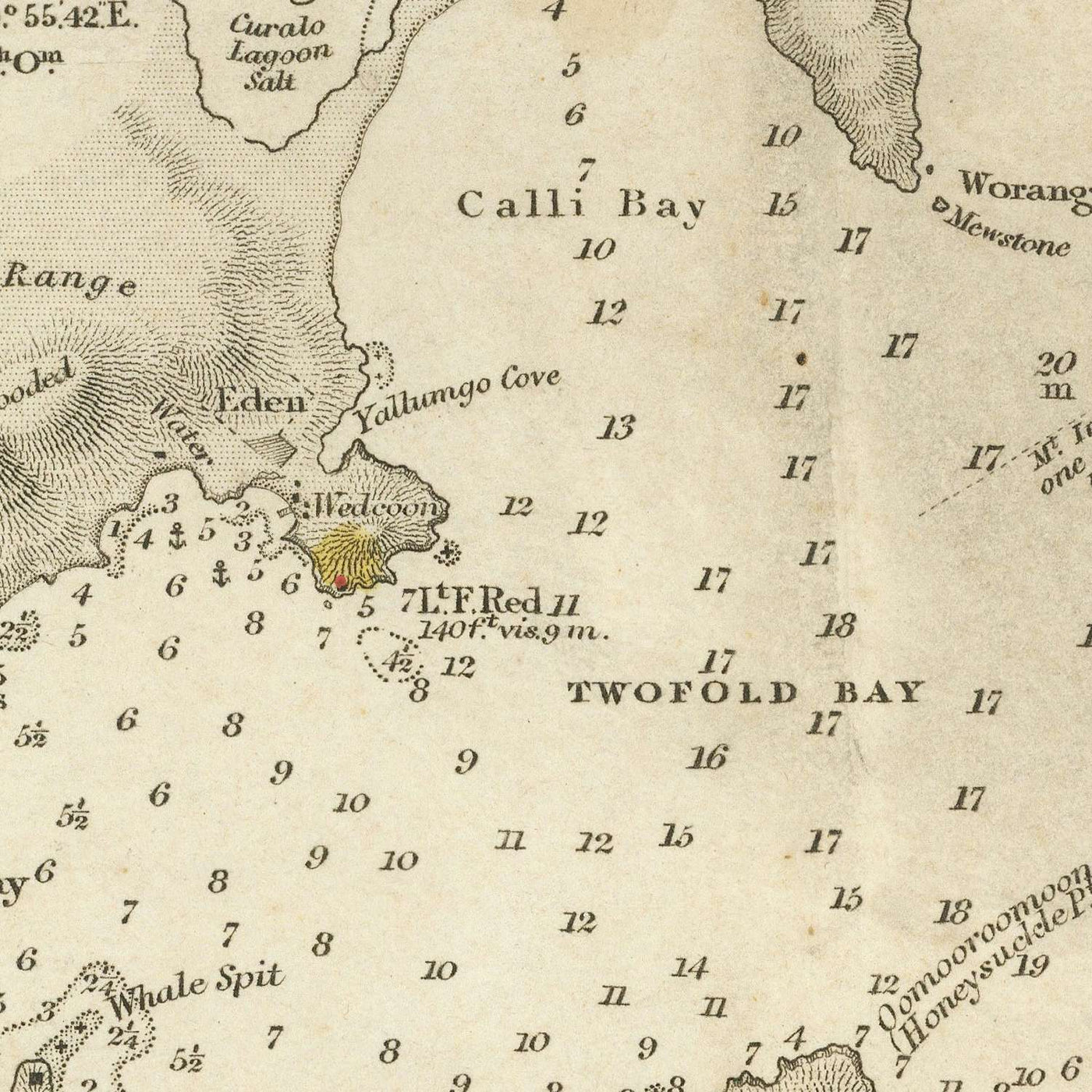Antigua carta náutica del Estrecho de Bass por Stokes, 1844: Australia, Tasmania, Puerto Dalrymple, Isla King 