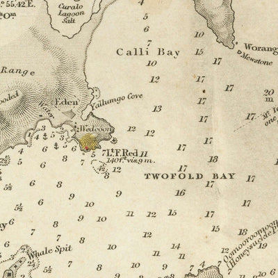 Antigua carta náutica del Estrecho de Bass por Stokes, 1844: Australia, Tasmania, Puerto Dalrymple, Isla King 