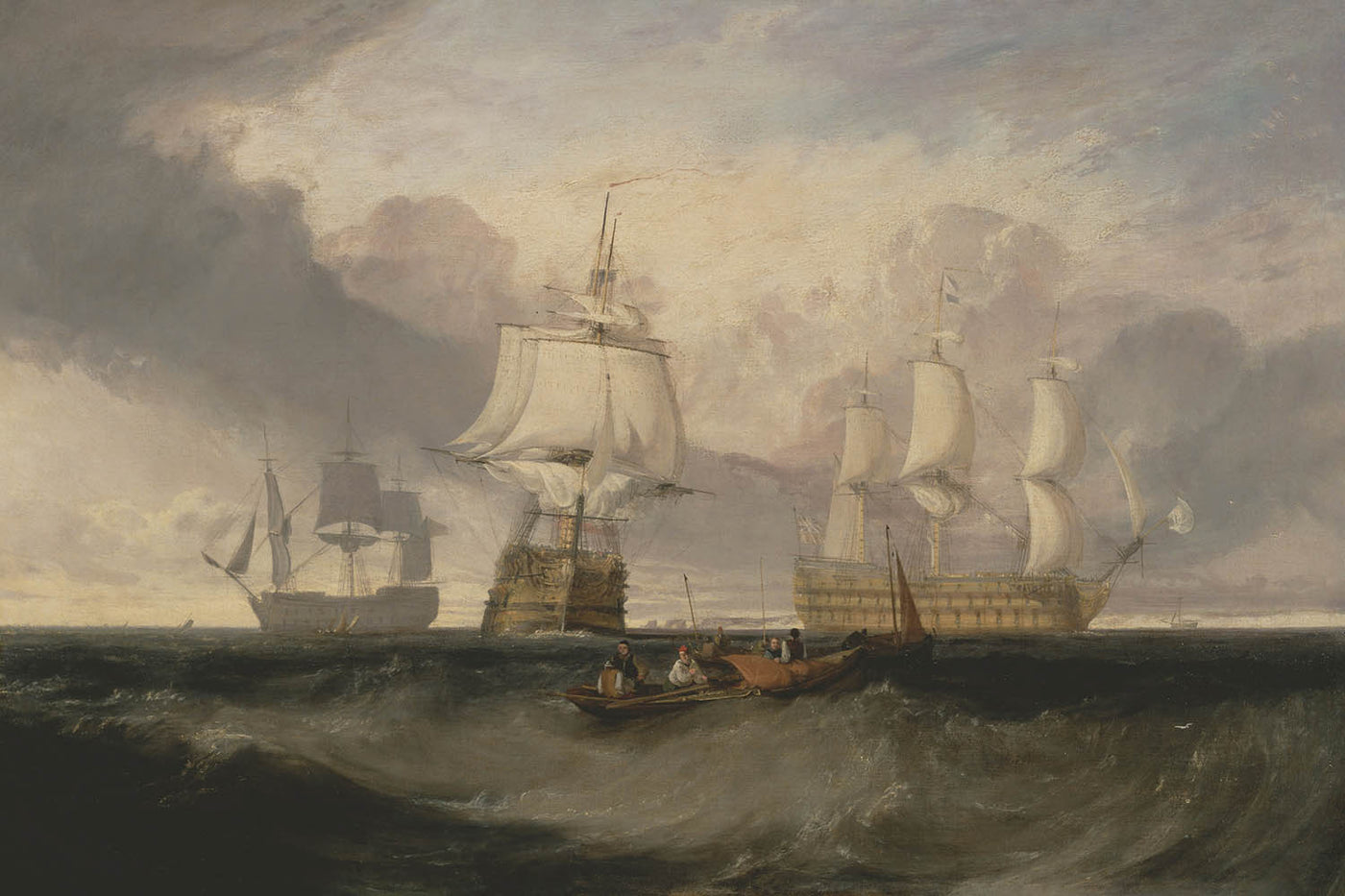 The Victory Returning from the Battle of Trafalgar, in Three Positions by Turner, 1806