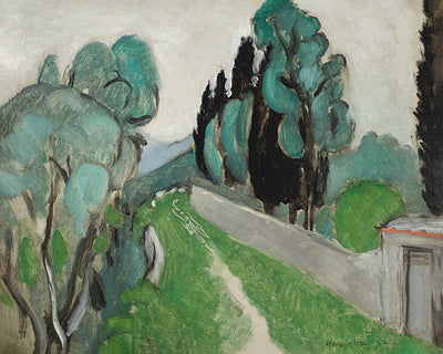 Paisaje con cipreses y olivos en los alrededores de Niza (Landscape with cypresses and olive trees near Nice) de Henri Matisse, 1918 