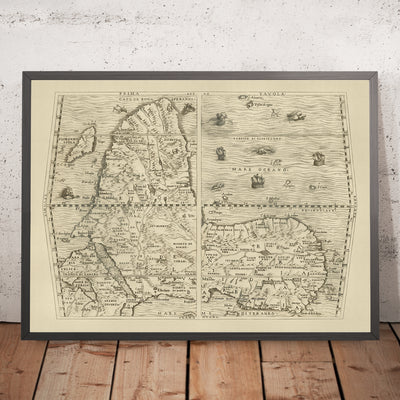 Ancienne carte inversée de l'Afrique par Ramusio, 1554 
