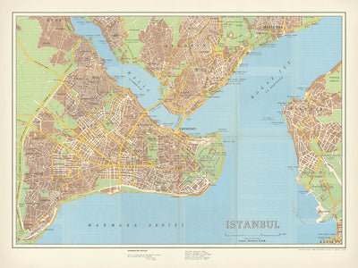 Ancienne carte d'Istanbul, 1964 : Ayasofya, Sultanahmet, Galata, Beyoğlu, Kadıköy 