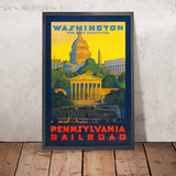 Washington, D.C. Travel Poster: Capitol Building & Lincoln Memorial, the City Beautiful by Grif Teller, 1940