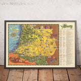 Bildkarte von Südwestfrankreich von Flornoy Jean, 1950: Toulouse, Bordeaux, Pyrenäen, Garonne, Jakobsweg 