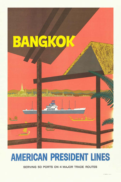 Bangkok Travel Poster: American President Lines by J. Clift, 1958