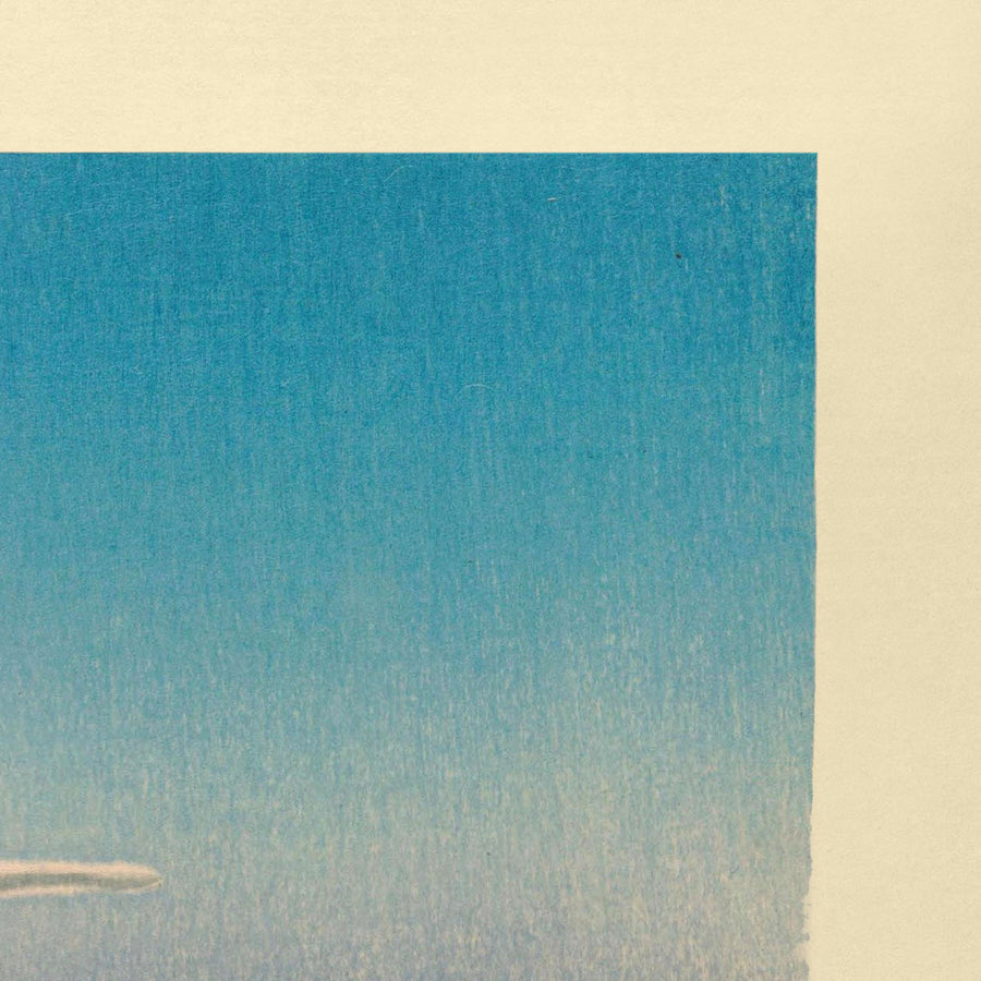 Barca a vela sul fiume e cavalli di Hasui Kawase, 1935 