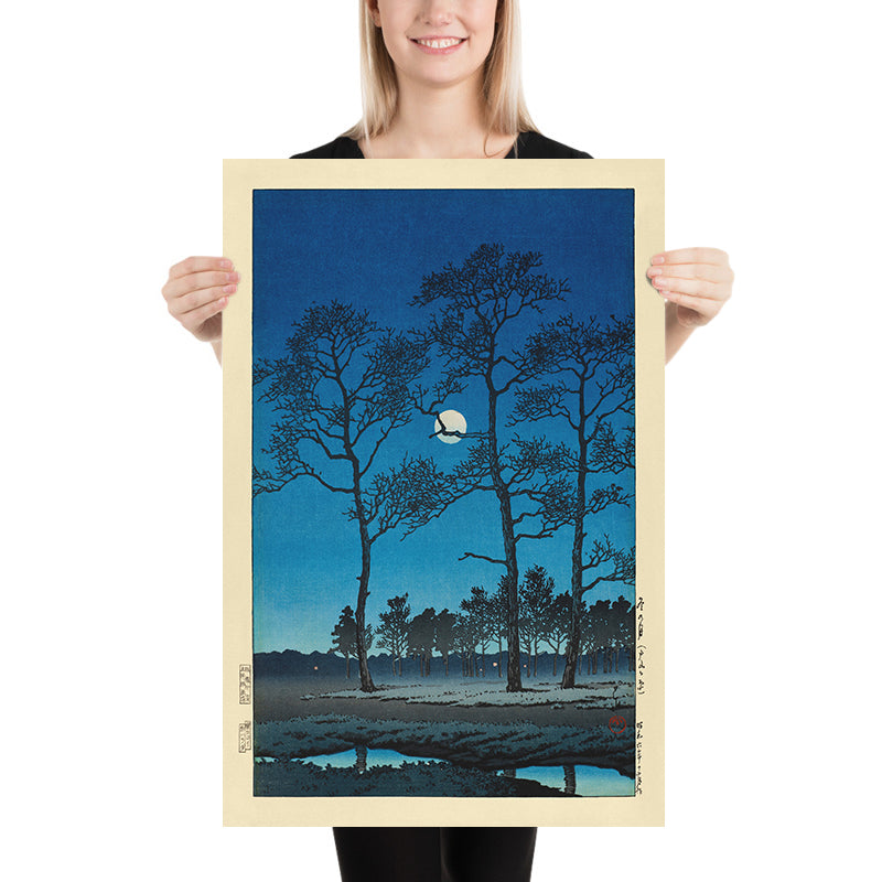 Winter Moon over Toyama Plain by Hasui Kawase 1935