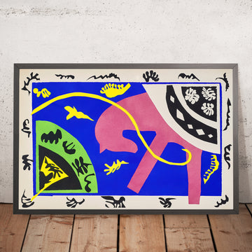 Ein gerahmtes Bild von Le cheval, le cavalier et le clown (Das Pferd, der Reiter und der Clown) von Henri Matisse, 1947