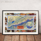 Antiguo mapa pictórico del Parque Nacional Shenandoah, Virginia, 1947: Skyline Drive, Old Rag, Hawksbill, Big Meadows, Skyland 