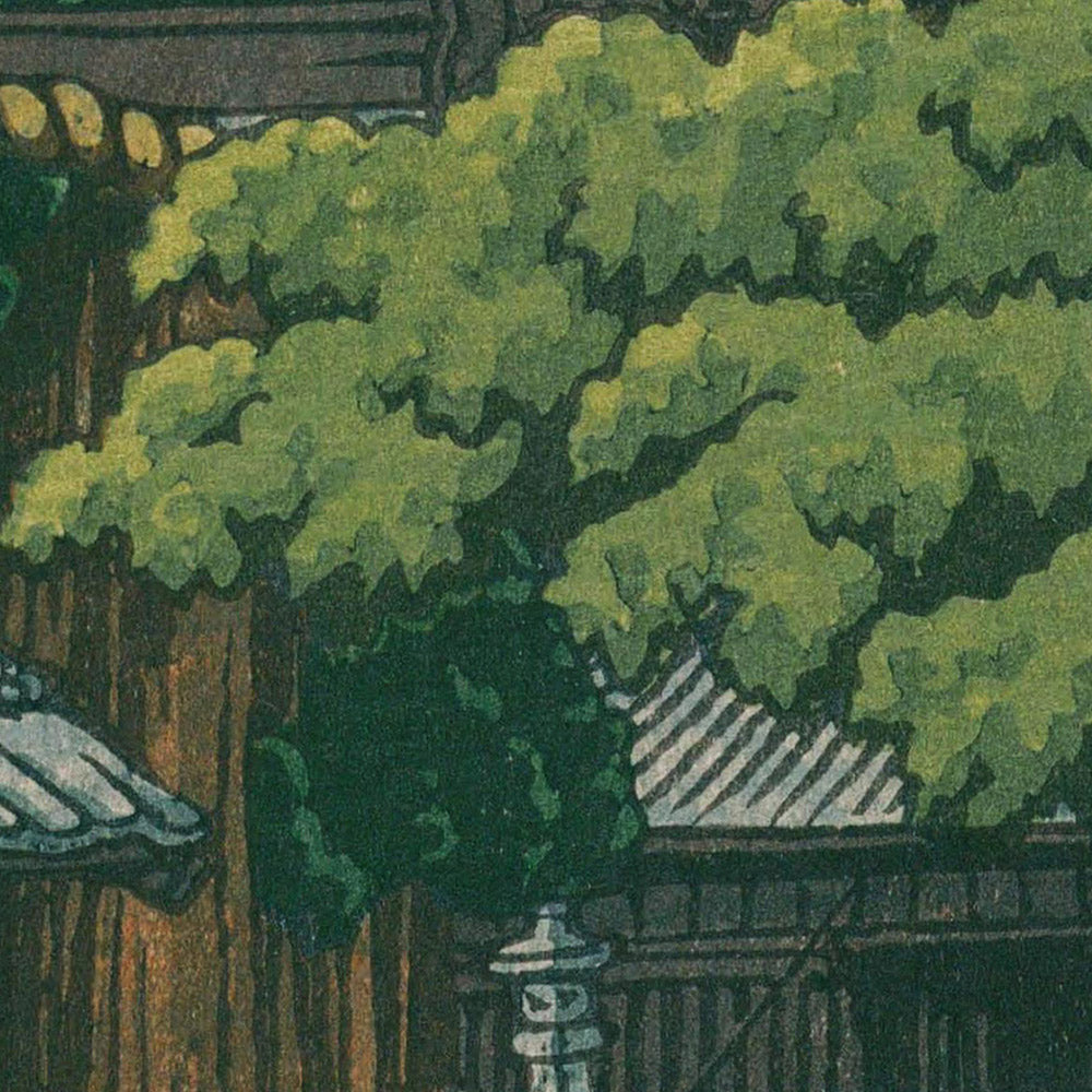 Enfants jouant au sanctuaire Kumagai Dairaidou par Hasui Kawase, 1935 