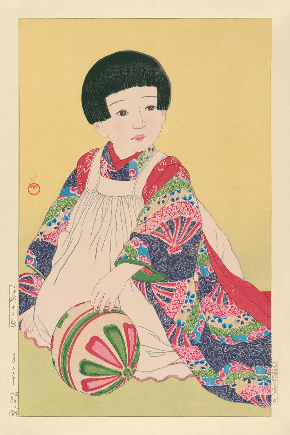 Niño con pelota de Hasui Kawase, 1935 