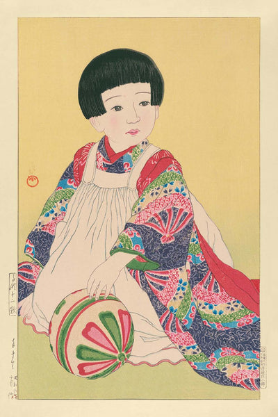 Niño con pelota de Hasui Kawase, 1935 