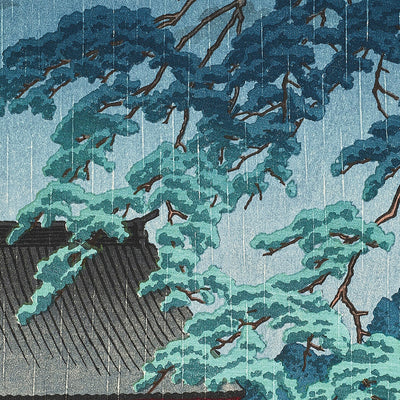 Pluie de printemps au temple Gokokuji par Hasui Kawase, 1935 