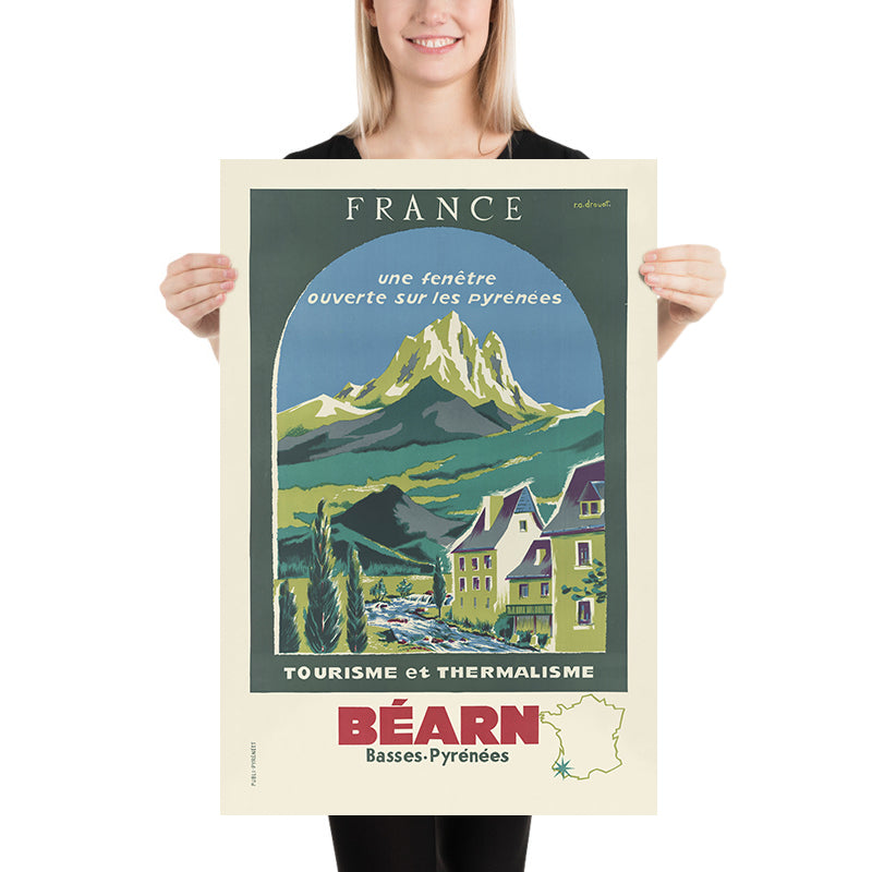 Béarn Travel Poster: Tourisme et Thermalisme by R. A. Drouot, 1950