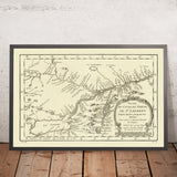 Old Map of Quebec and Ontario by Bellin, 1757: St. Lawrence River, Lac Ontario, Lac Champlain, Fort Carillon, Fort Edward