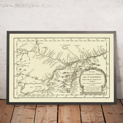 Alte Karte von Quebec und Ontario von Bellin, 1757: Sankt-Lorenz-Fluss, Lac Ontario, Lac Champlain, Fort Carillon, Fort Edward 